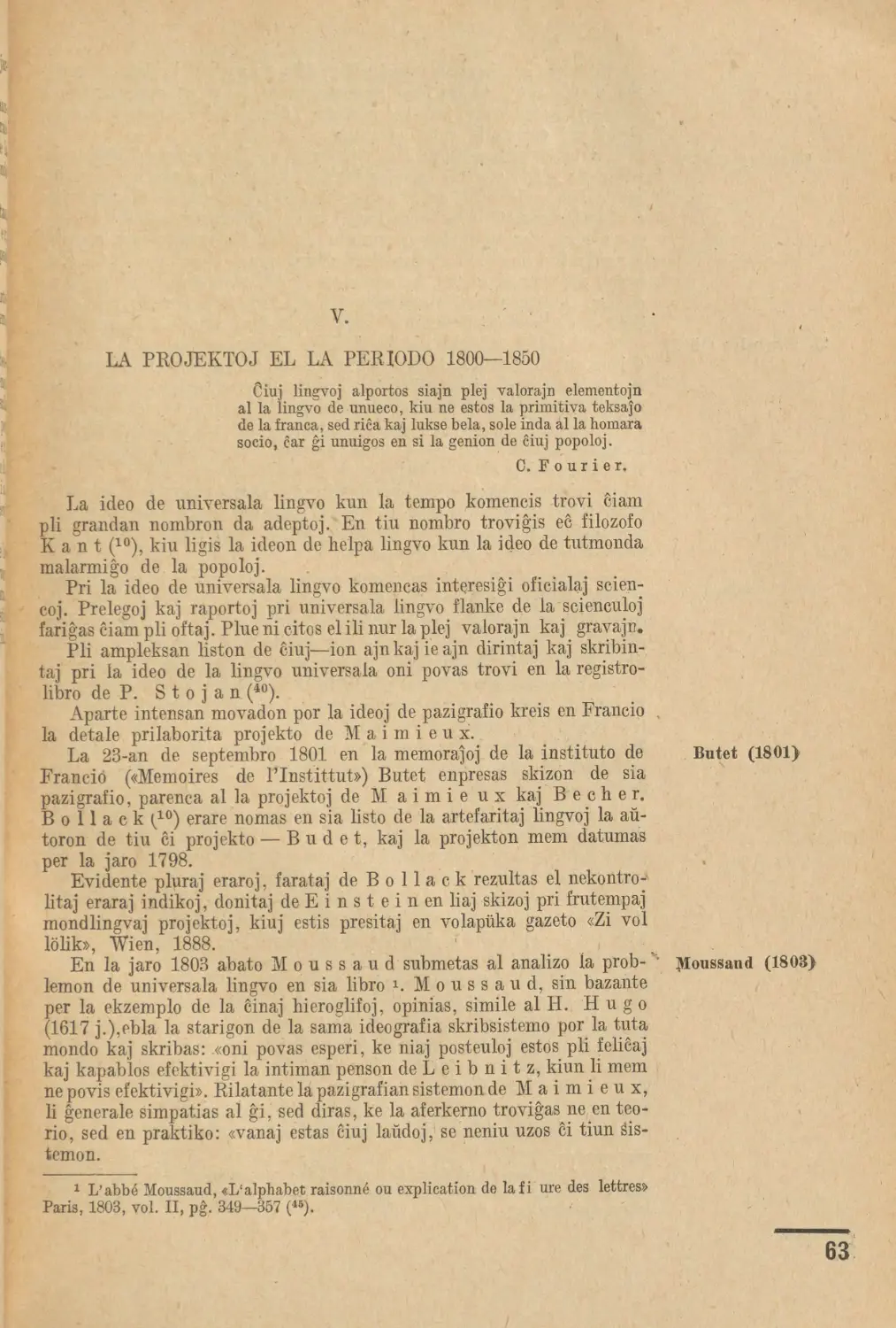 V. La projektoj el la periodo 1800-1850