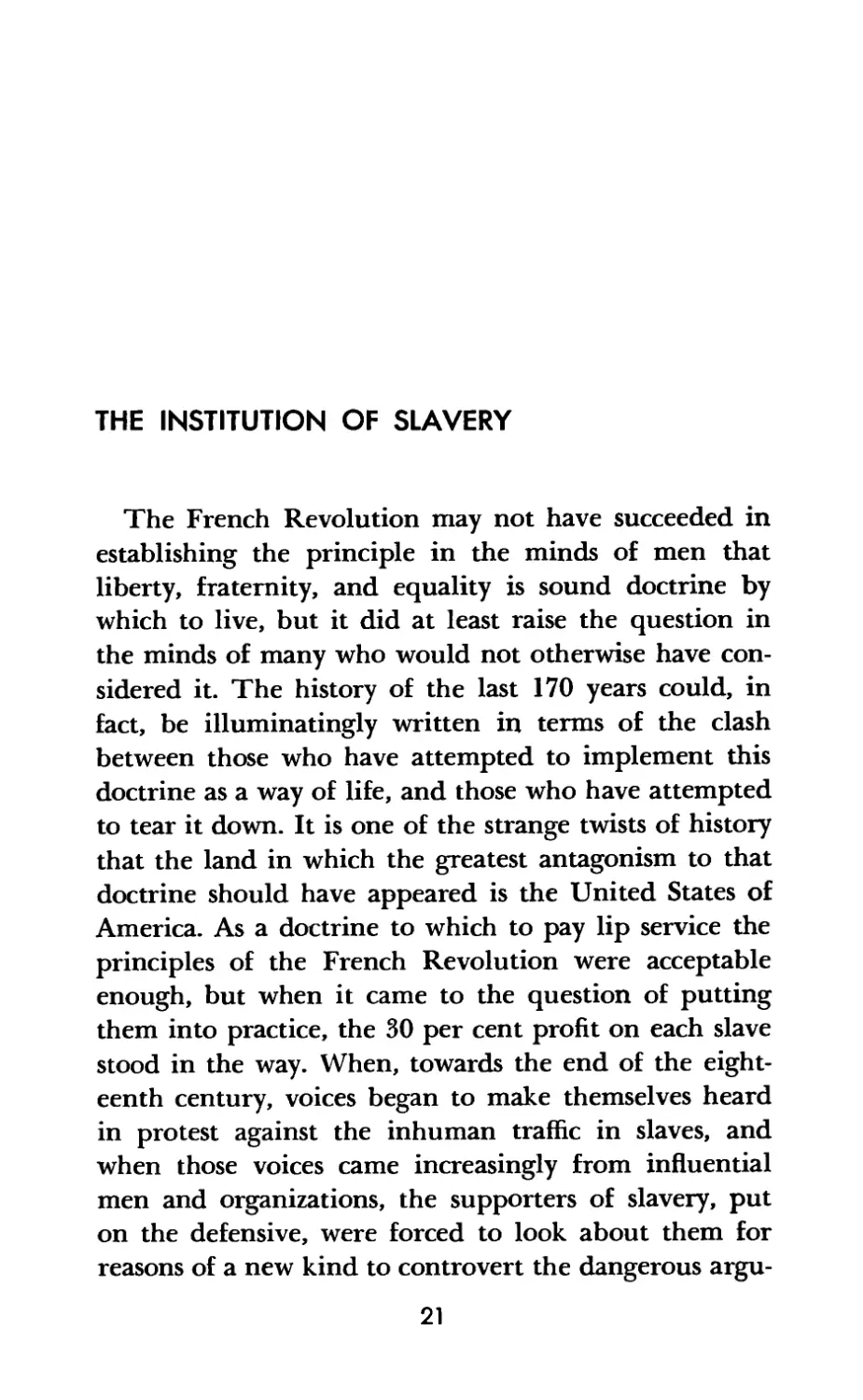 The Institution of Slavery