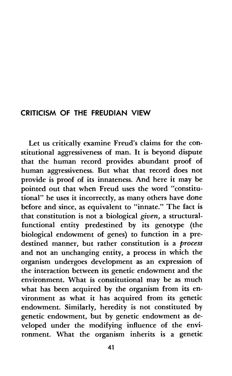 Criticism of the Freudian View