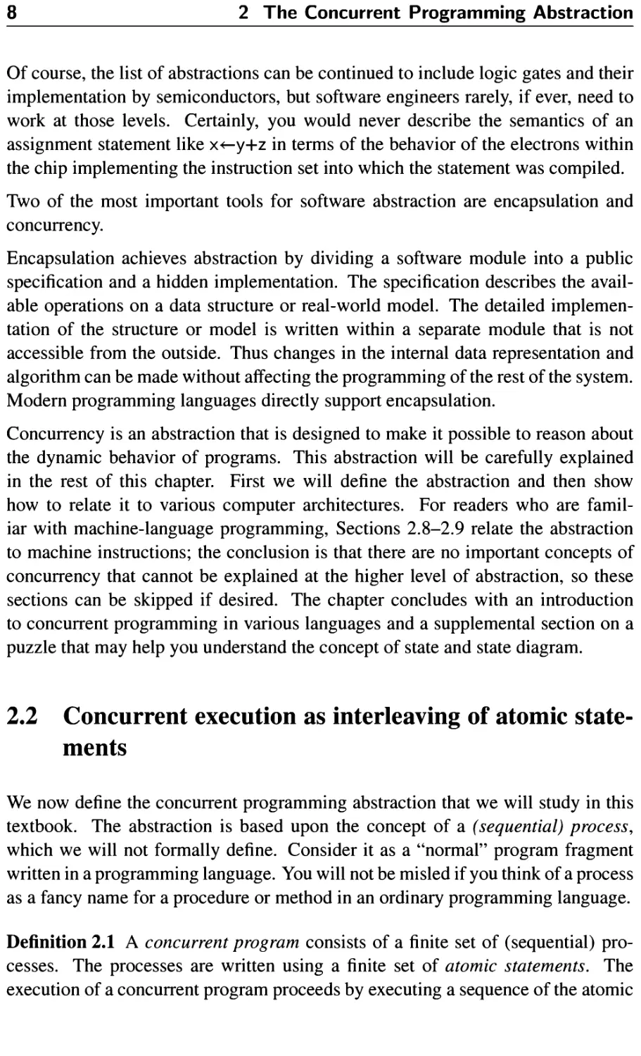 2.2 Concurrent execution as interleaving of atomic statements