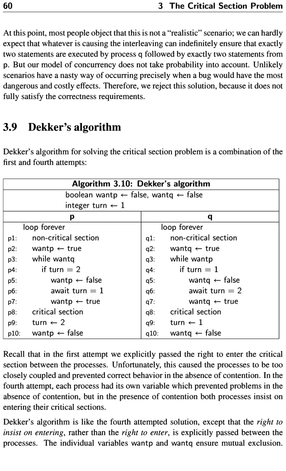 3.9 Dekker’s algorithm