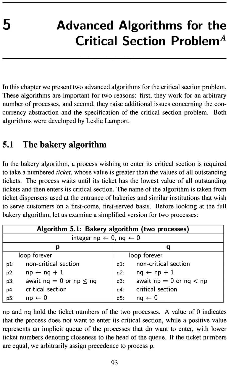 5 Advanced Algorithms for the Critical Section Problem
