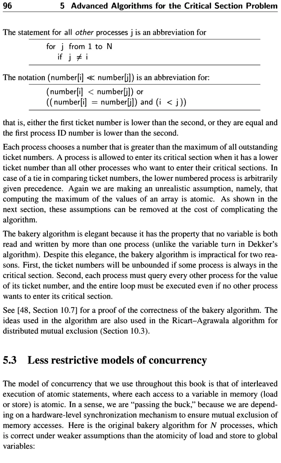 5.3 Less restrictive models of concurrency