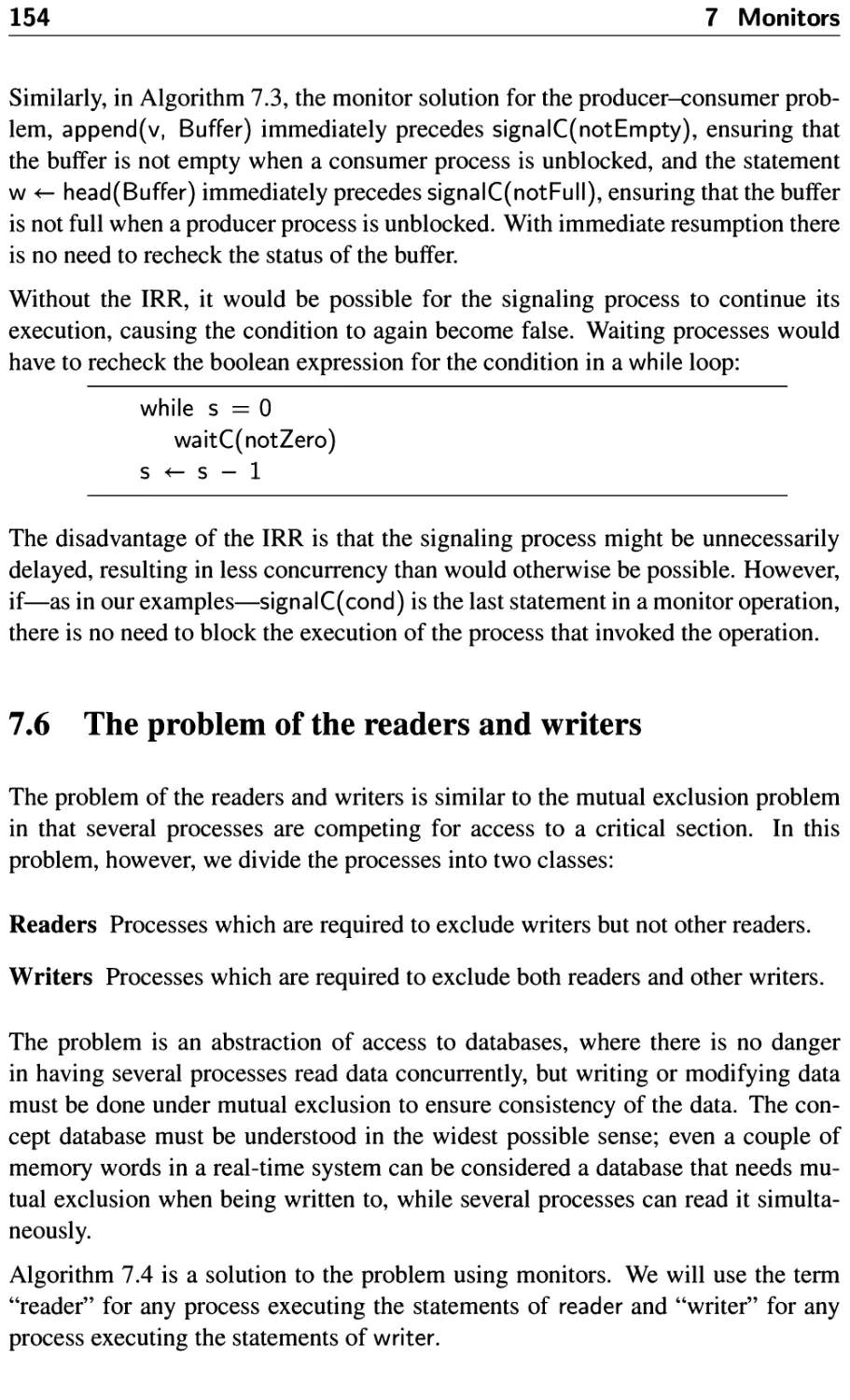 7.6 The problem of the readers and writers