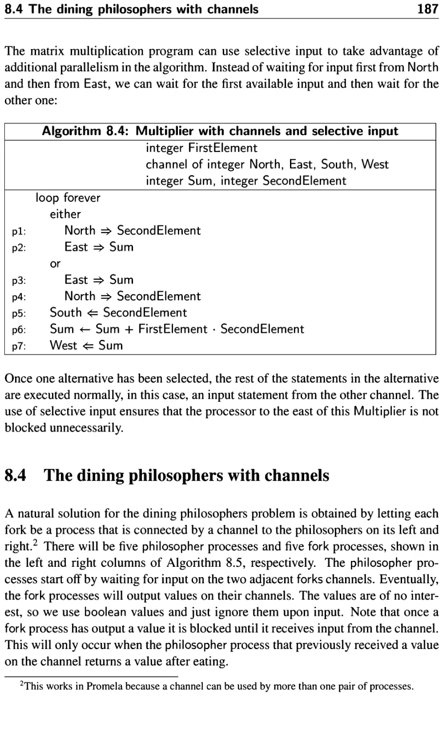 8.4 The dining philosophers with channels