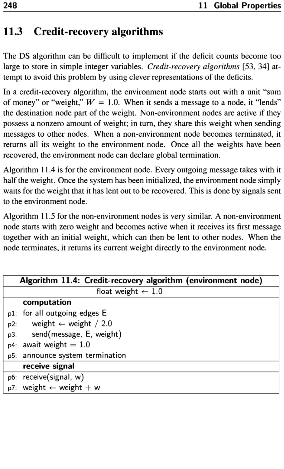 11.3 Credit-recovery algorithms