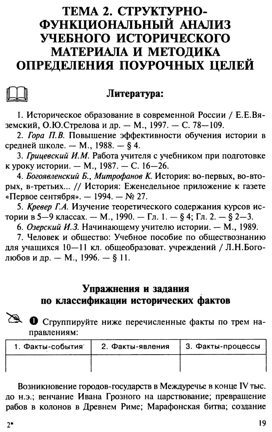 Тема 2. Структурно-функциональный анализ учебного исторического материала и методика определения поурочных целей