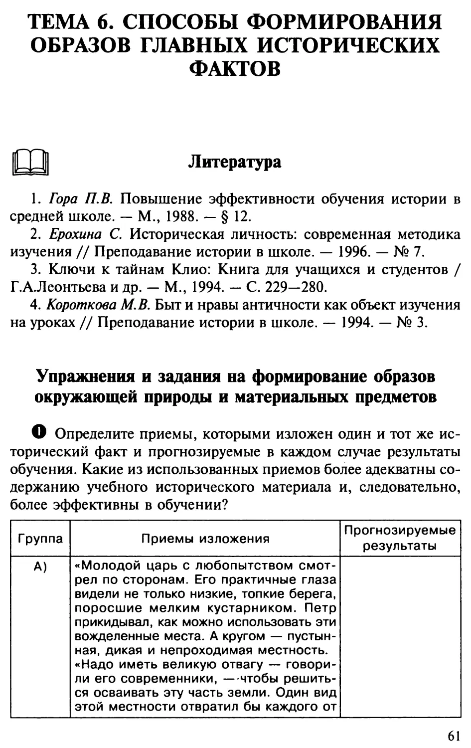 Тема 6. Способы формирования образов главных исторических фактов