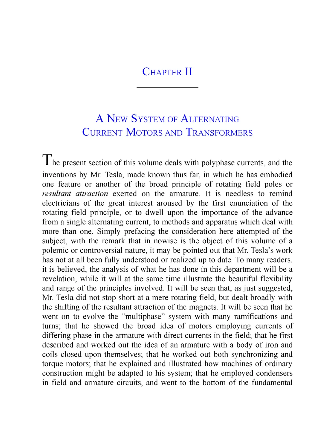﻿Chapter II: A New System of Alternating Current Motors and Transformer