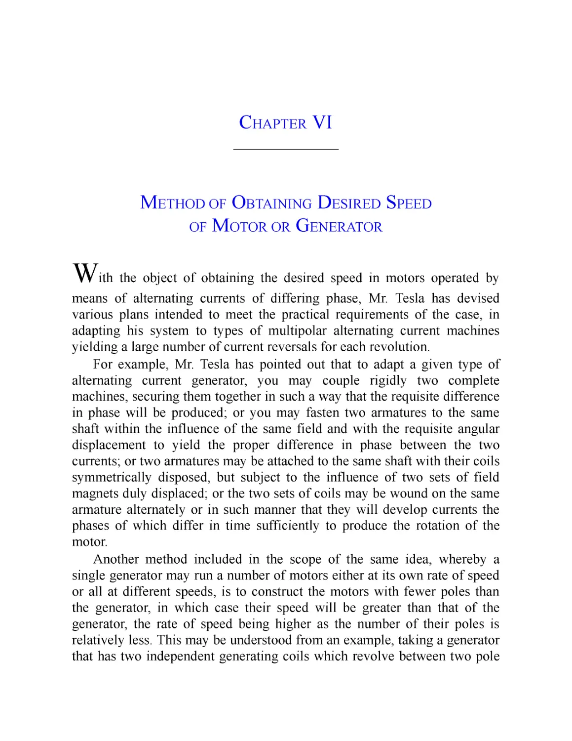 ﻿Chapter VI: Method of Obtaining Desired Speed of Motor or Generato