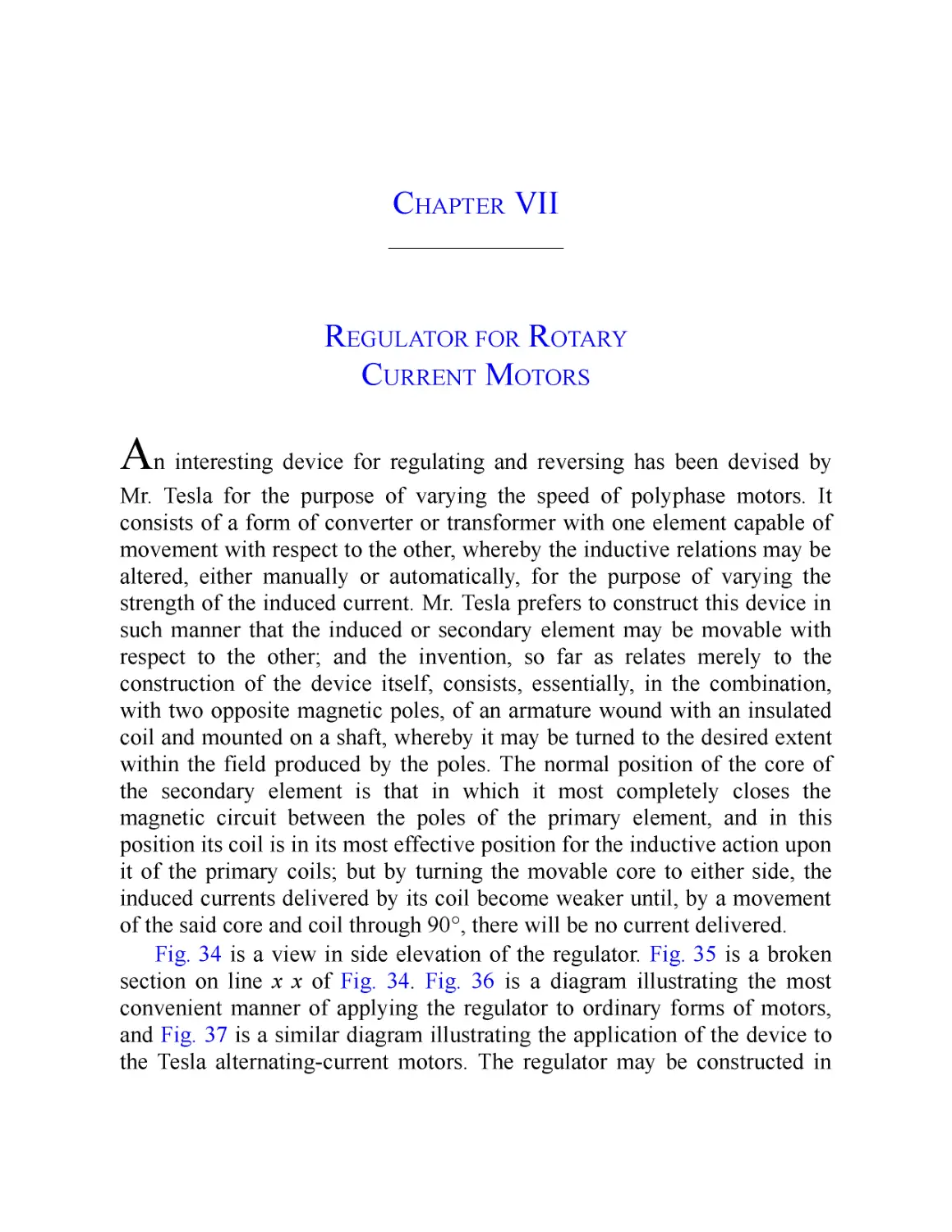﻿Chapter VII: Regulator for Rotary Current Motor