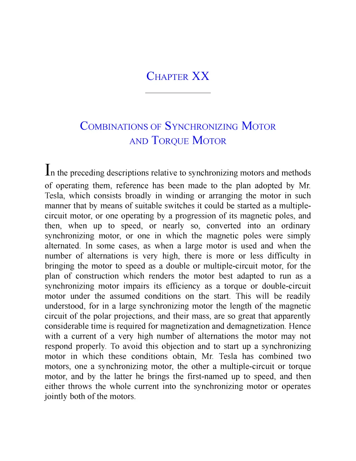 ﻿Chapter XX: Combinations of Synchronizing Motor and Torque Moto