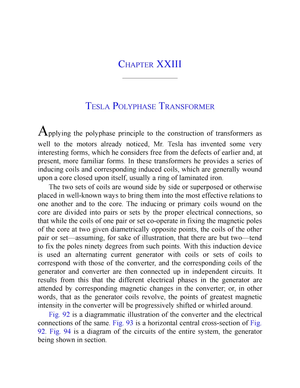 ﻿Chapter XXIII: Tesla Polyphase Transforme