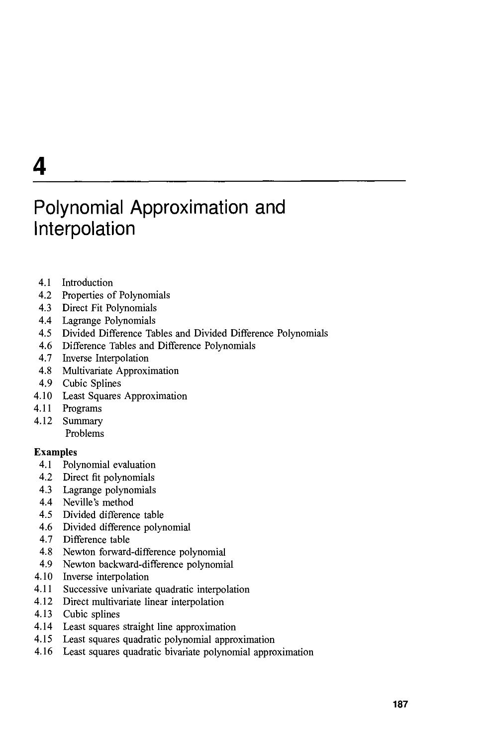 Polynomial Approximation and Interpolation