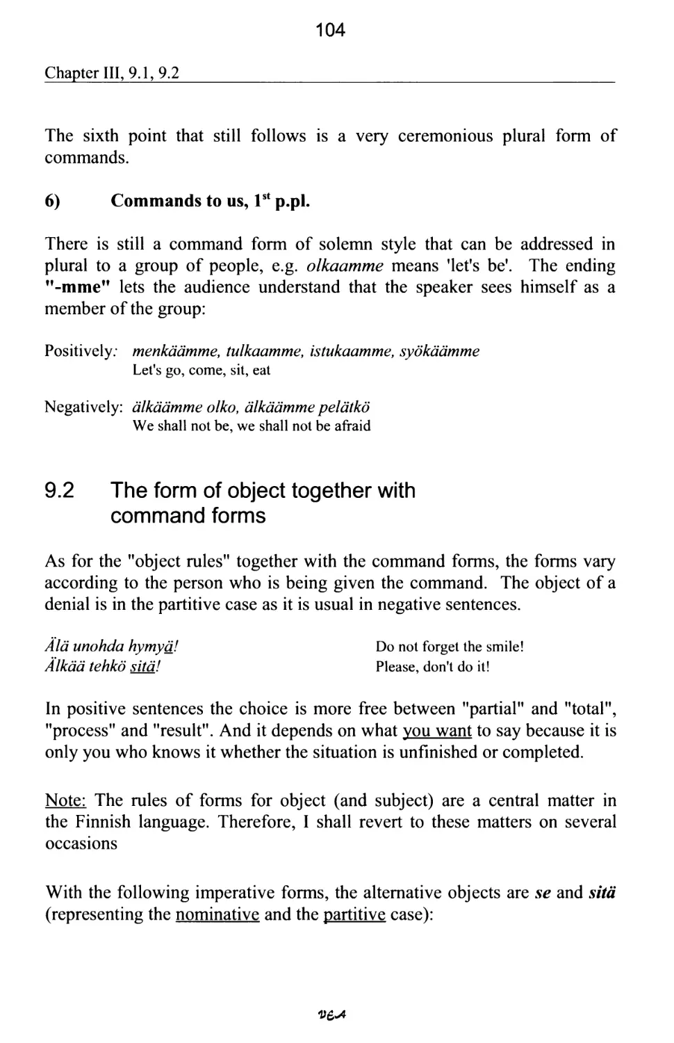 9.2 The form of object together with command forms