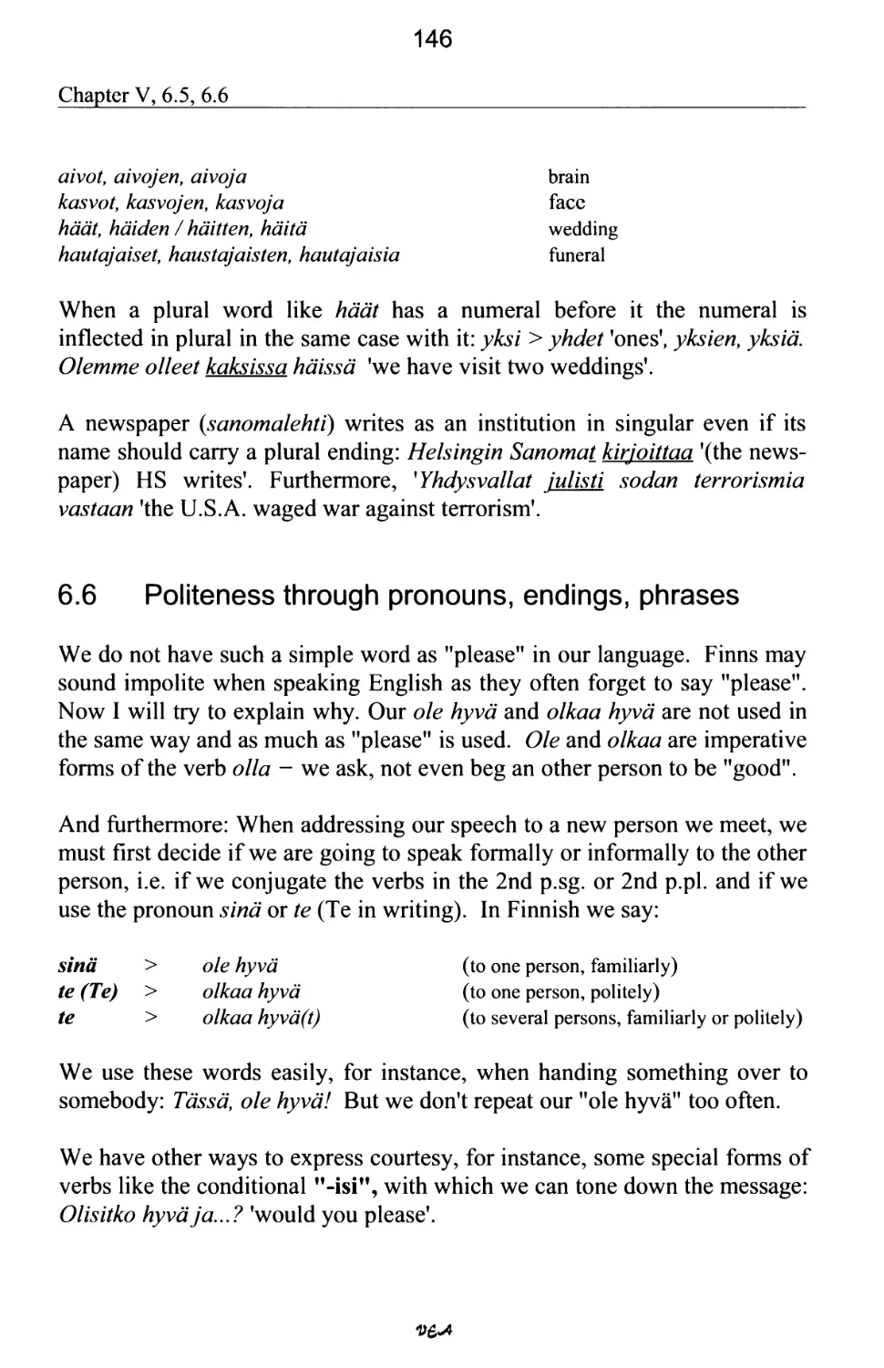6.6 Politeness through pronouns, endings, phrases