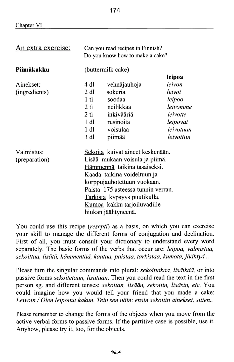 An extra exercise: Can you read recipes in Finnish?