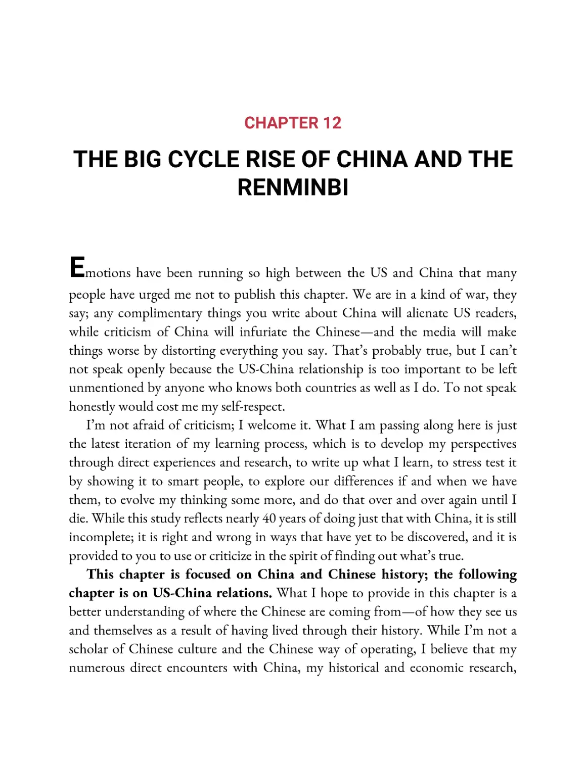 ﻿Chapter 12: The Big Cycle Rise of China and the Renminb
