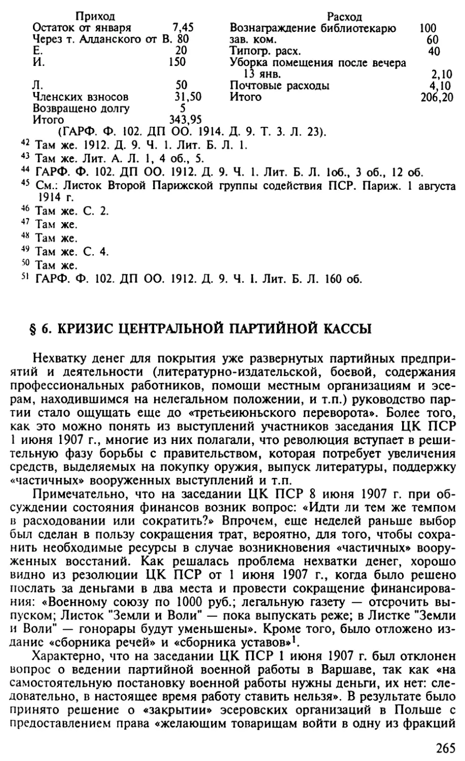 § 6. Кризис центральной партийной кассы