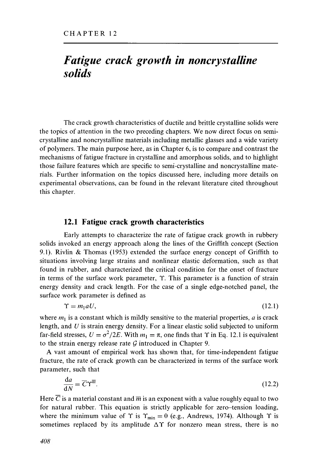 12 - Fatigue crack growth in noncrystalline solids