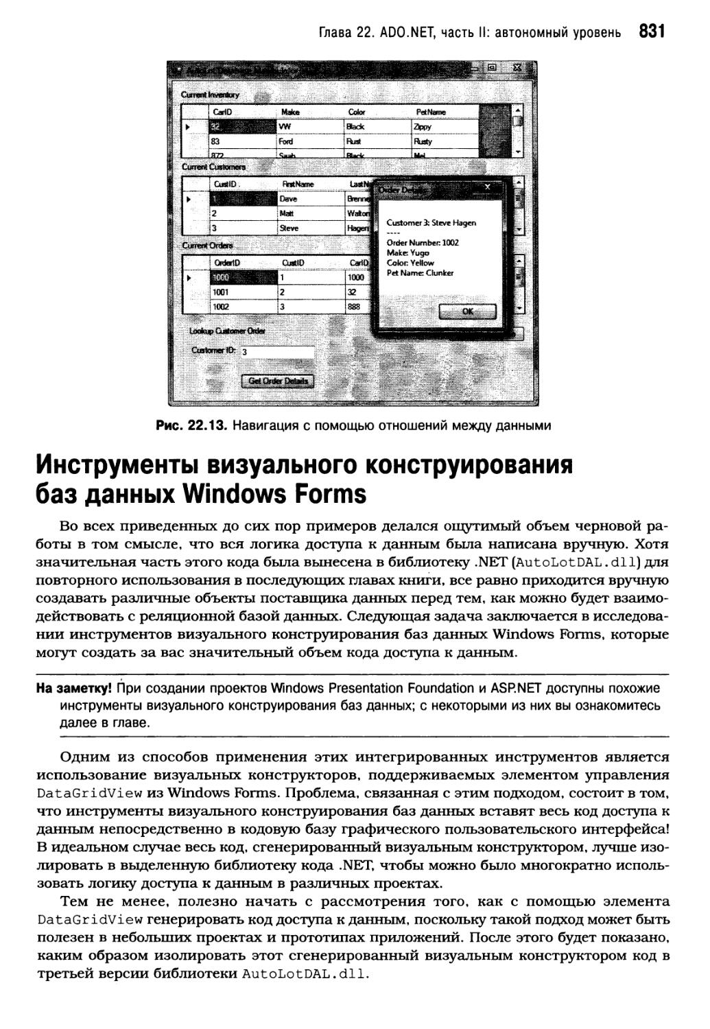 Инструменты визуального конструирования баз данных Windows Forms