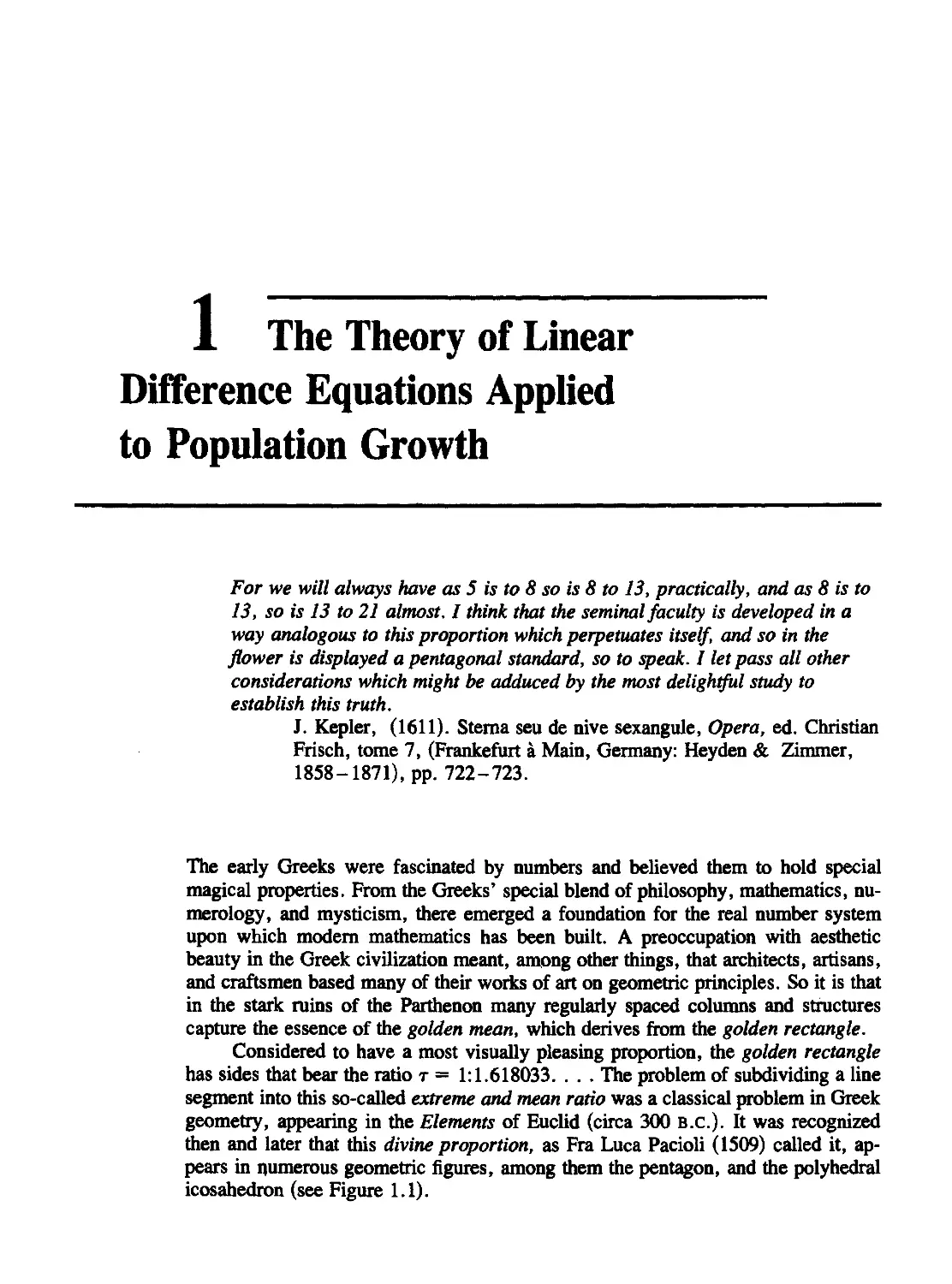 Chapter 1 The Theory of Linear Difference Equations Applied to Population Growth