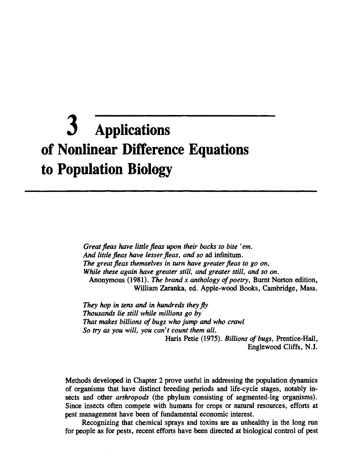 Chapter 3 Applications of Nonlinear Difference Equations to Population Biology