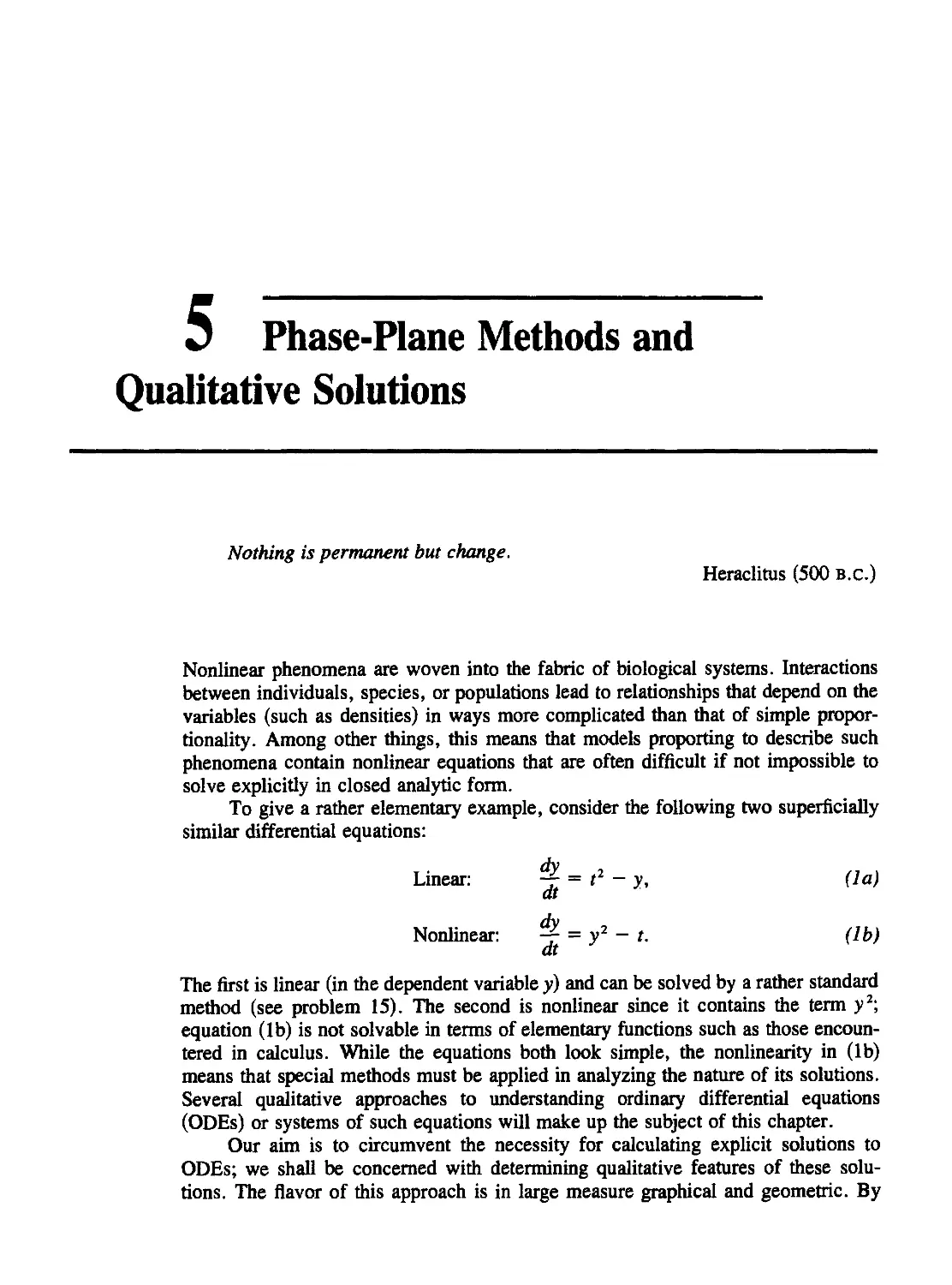 Chapter 5 Phase-Plane Methods and Qualitative Solutions
