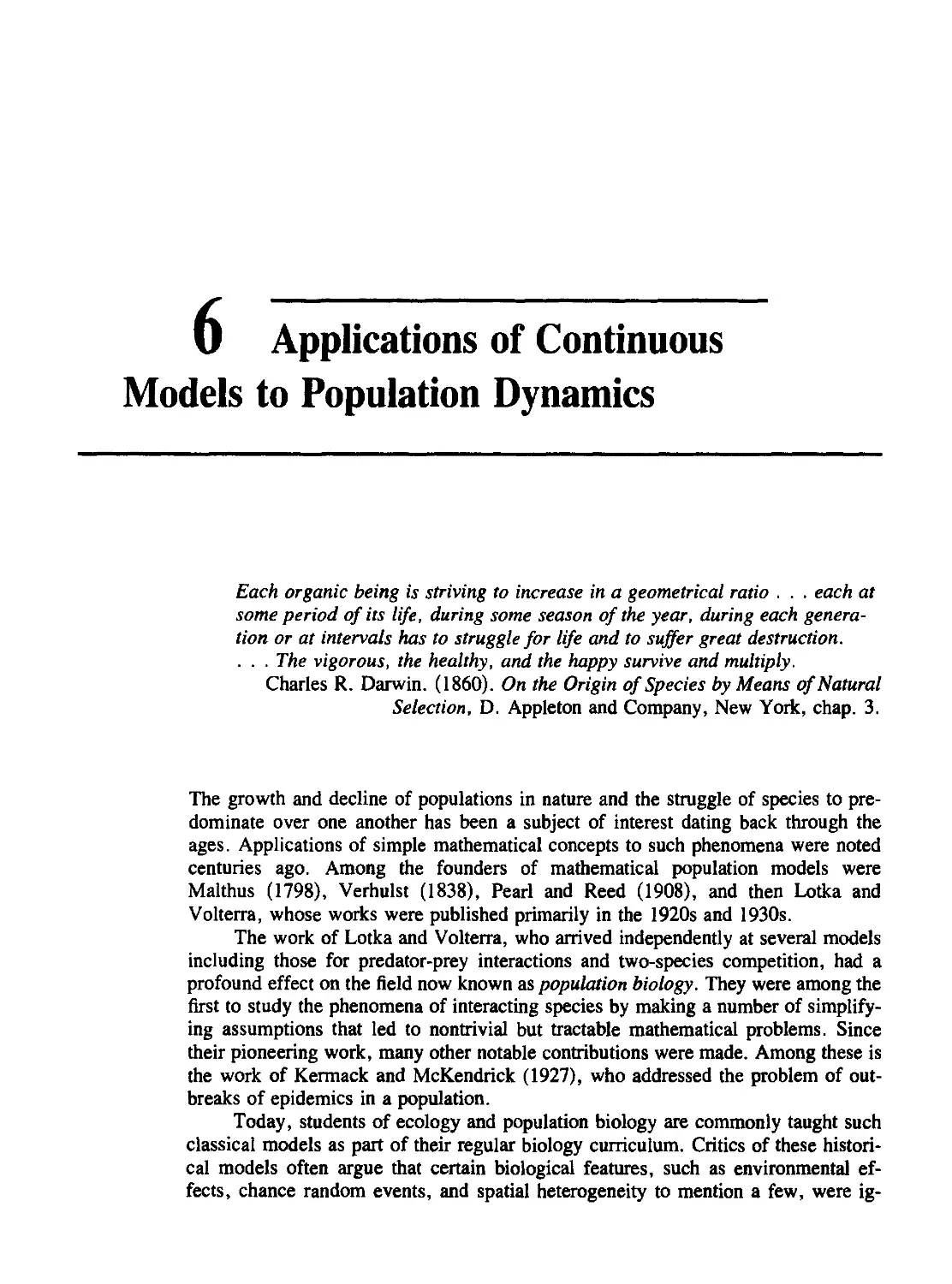 Chapter 6 Applications of Continuous Models to Population Dynamics