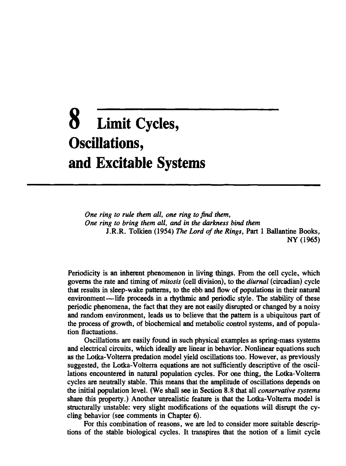 Chapter 8 Limit Cycles, Oscillations, and Excitable Systems