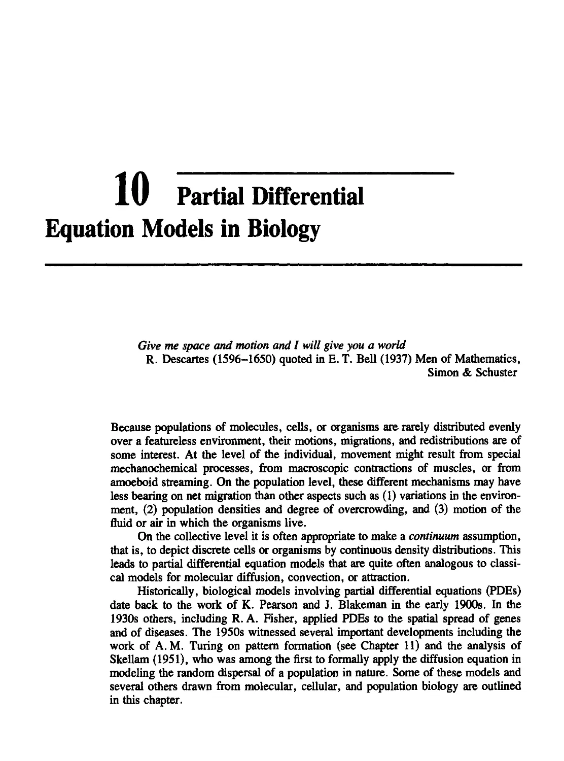 Chapter 10 Partial Differential Equation Models in Biology