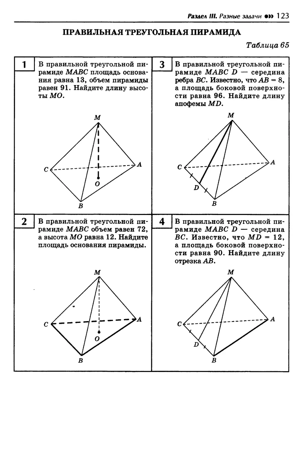 Треугольная пирамида показана на рисунке
