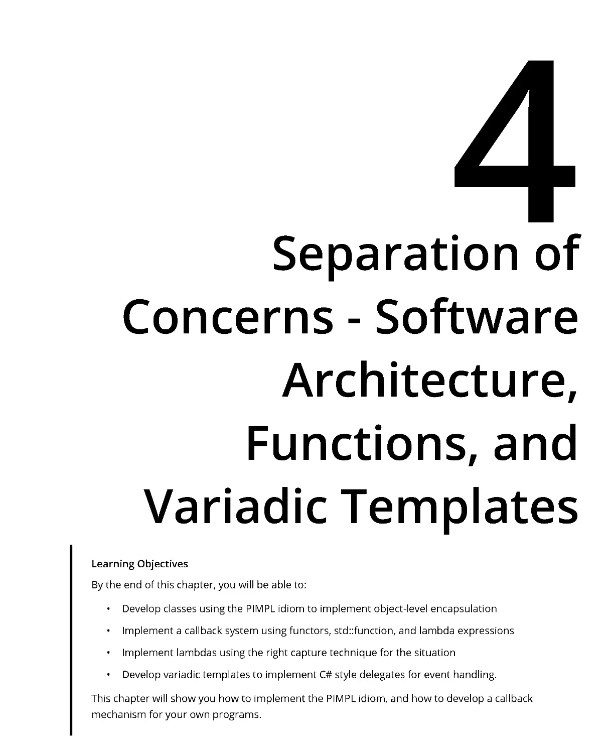 Chapter 4: Separation of Concerns - Software Architecture, Functions, and Variadic Templates