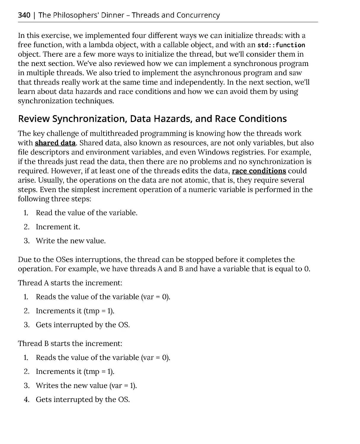 Review Synchronization, Data Hazards, and Race Conditions