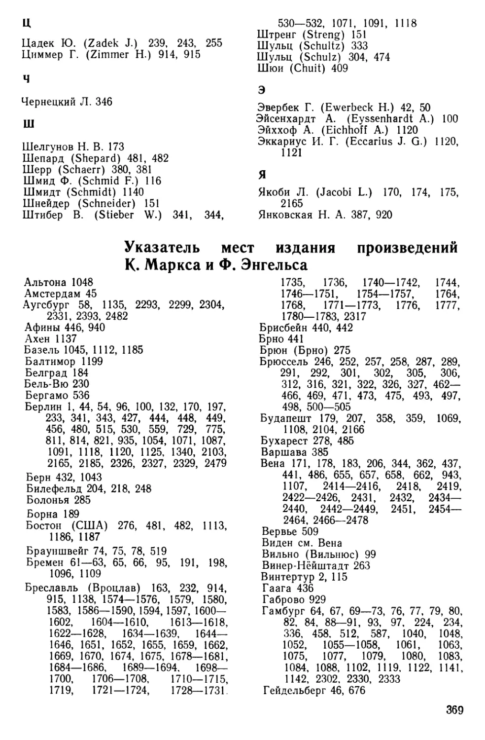 Указатель мест издания произведений К. Маркса и Ф. Энгельса