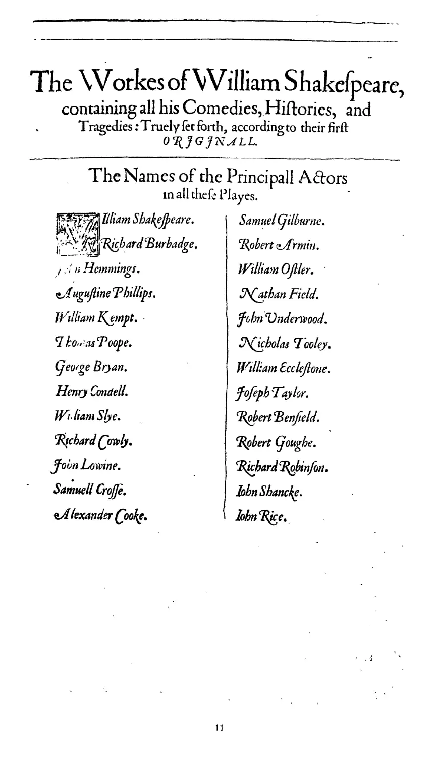 Names of the Principall Actors, p. 11