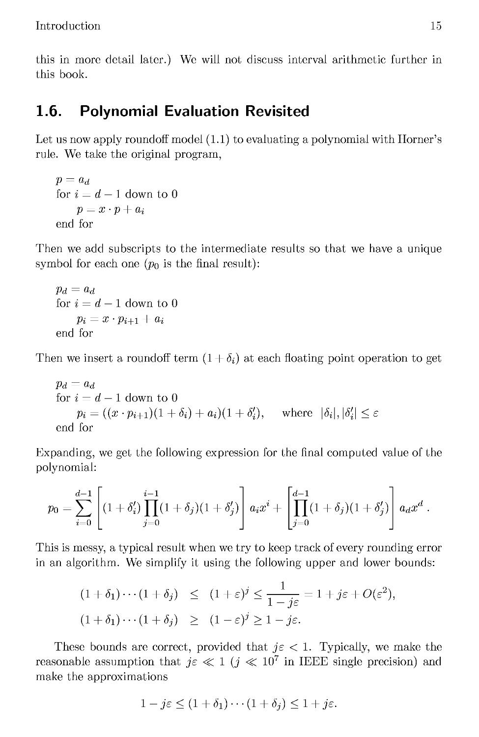 1.6 Polynomial Evaluation Revisited