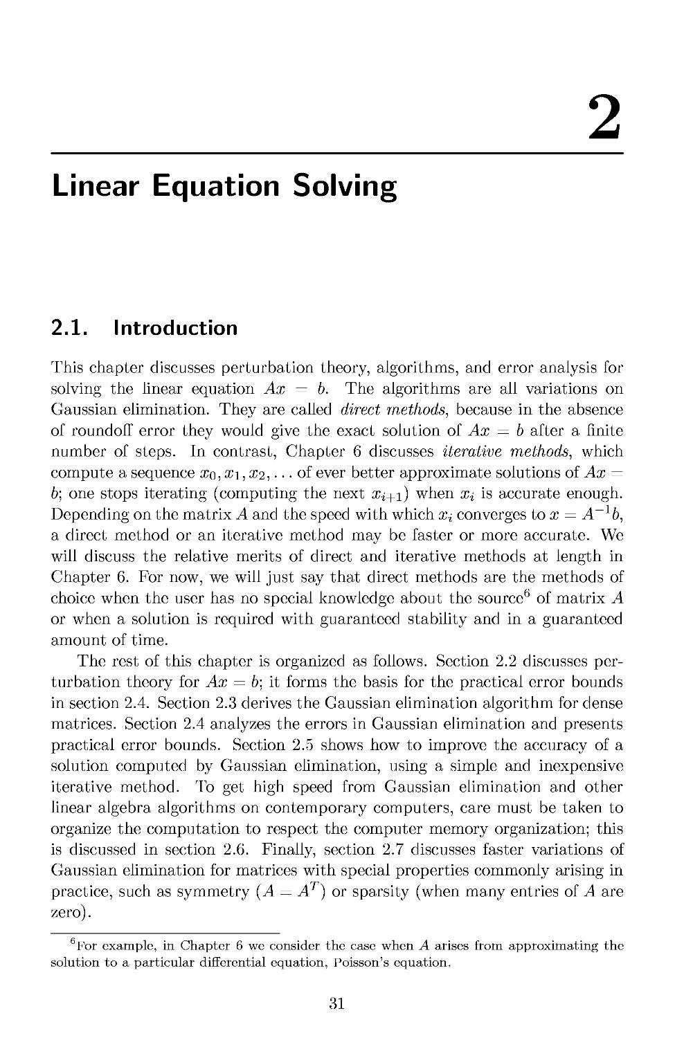 2 Linear Equation Solving
