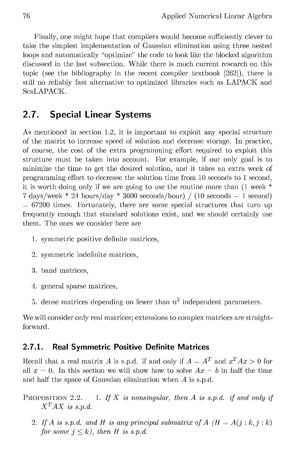 2.7 Special Linear Systems
