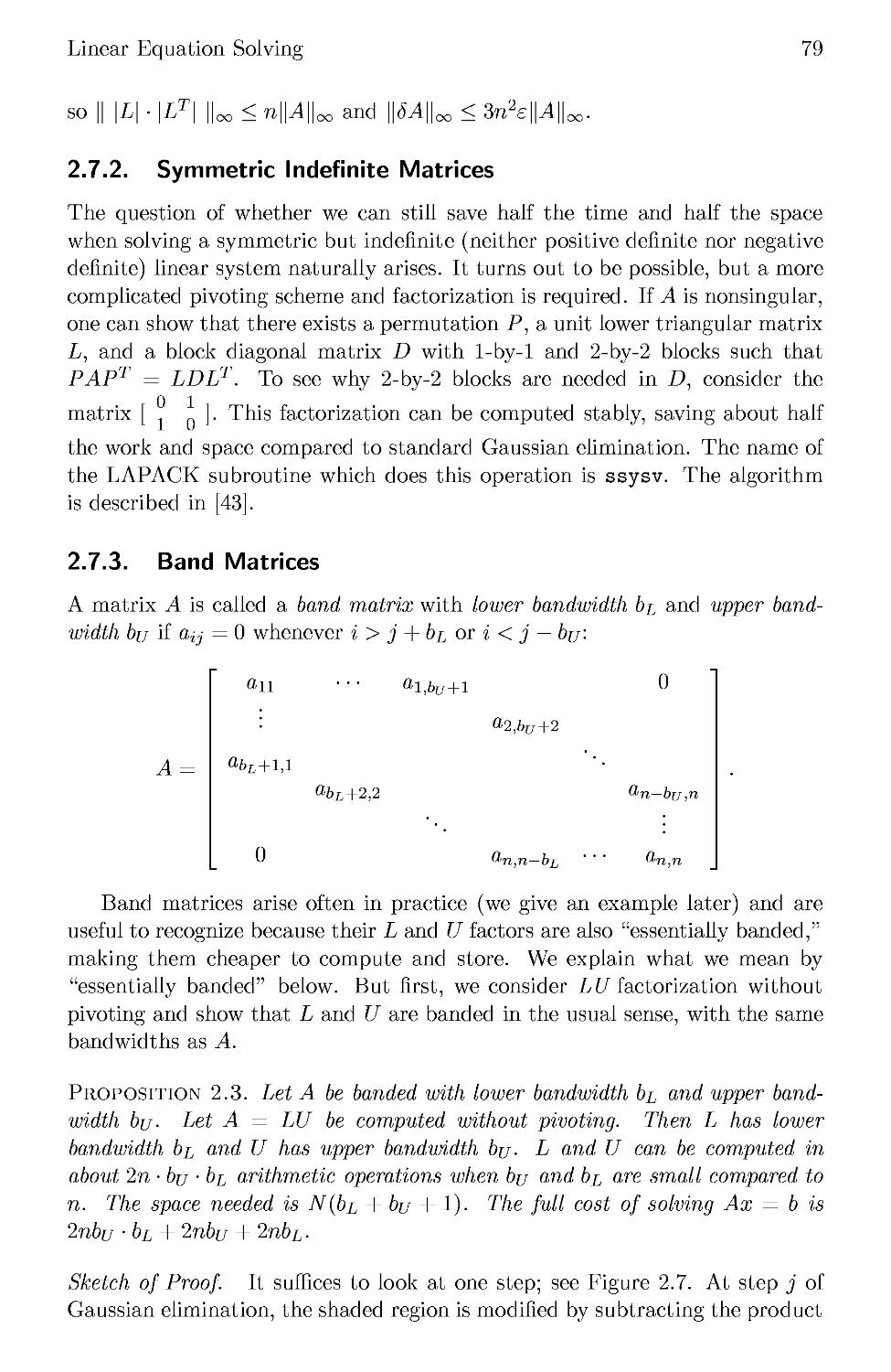 2.7.2 Symmetric Indefinite Matrices
2.7.3 Band Matrices