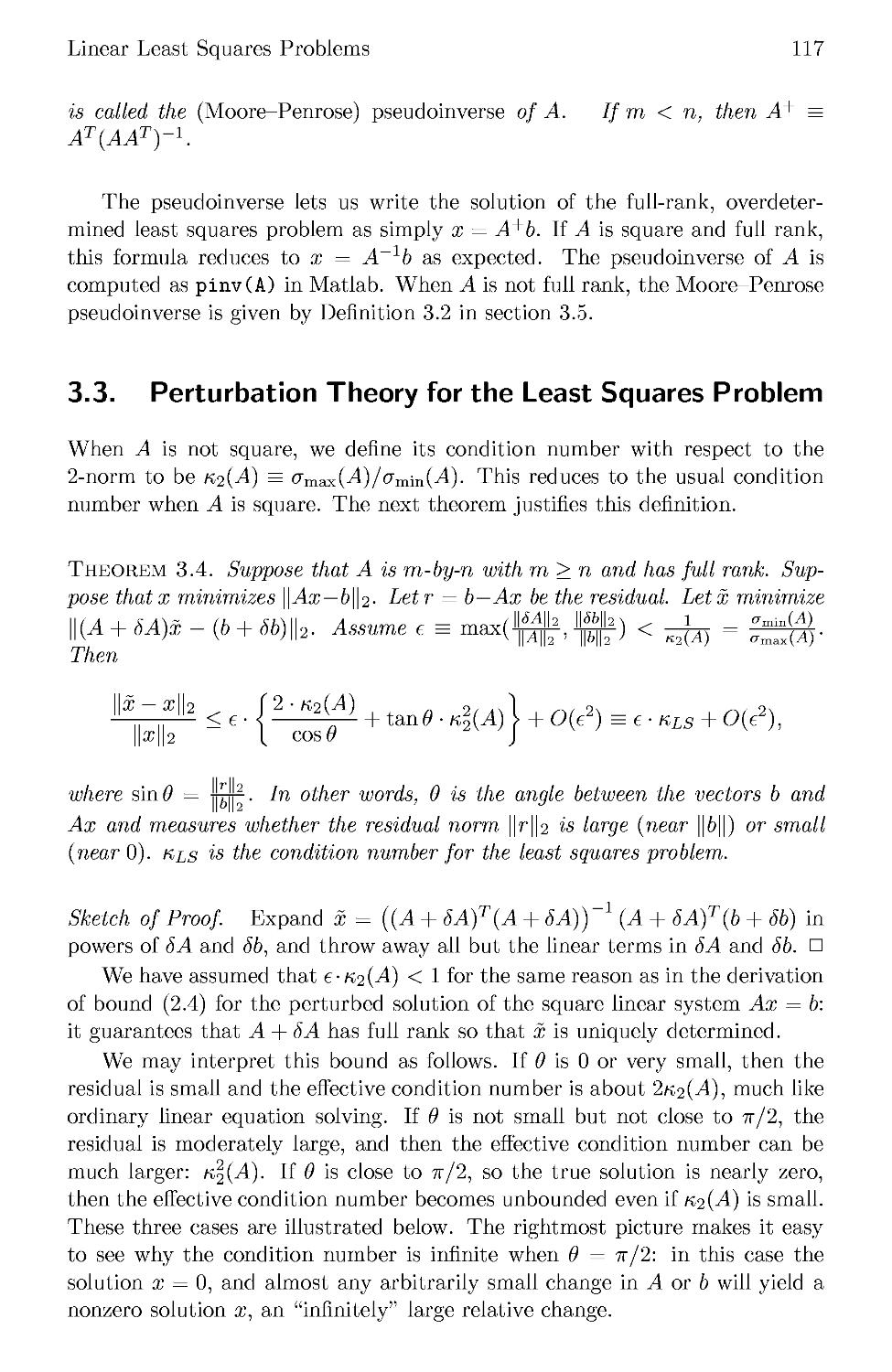 3.3 Perturbation Theory for the Least Squares Problem