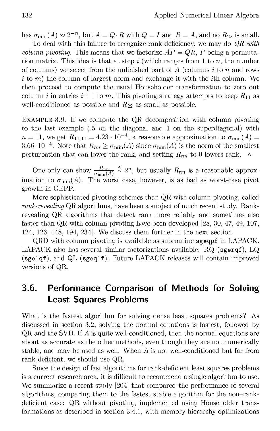 3.6 Performance Comparison of Methods for Solving Least Squares Problems