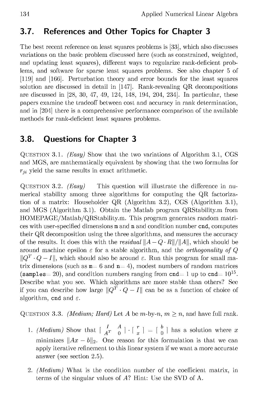 3.7 References and Other Topics for Chapter 3
3.8 Questions for Chapter 3