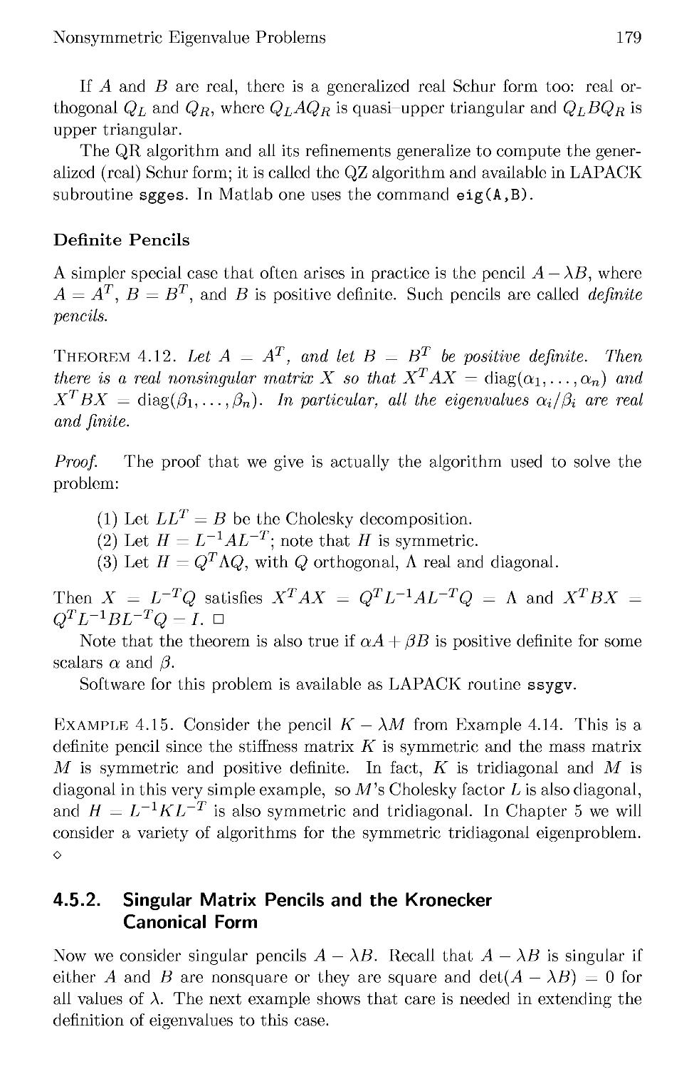 4.5.2 Singular Matrix Pencils and the Kronecker Canonical Form