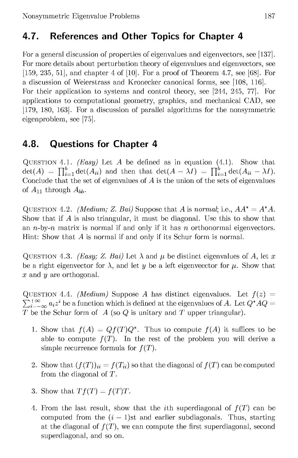 4.7 References and Other Topics for Chapter 4
4.8 Questions for Chapter 4