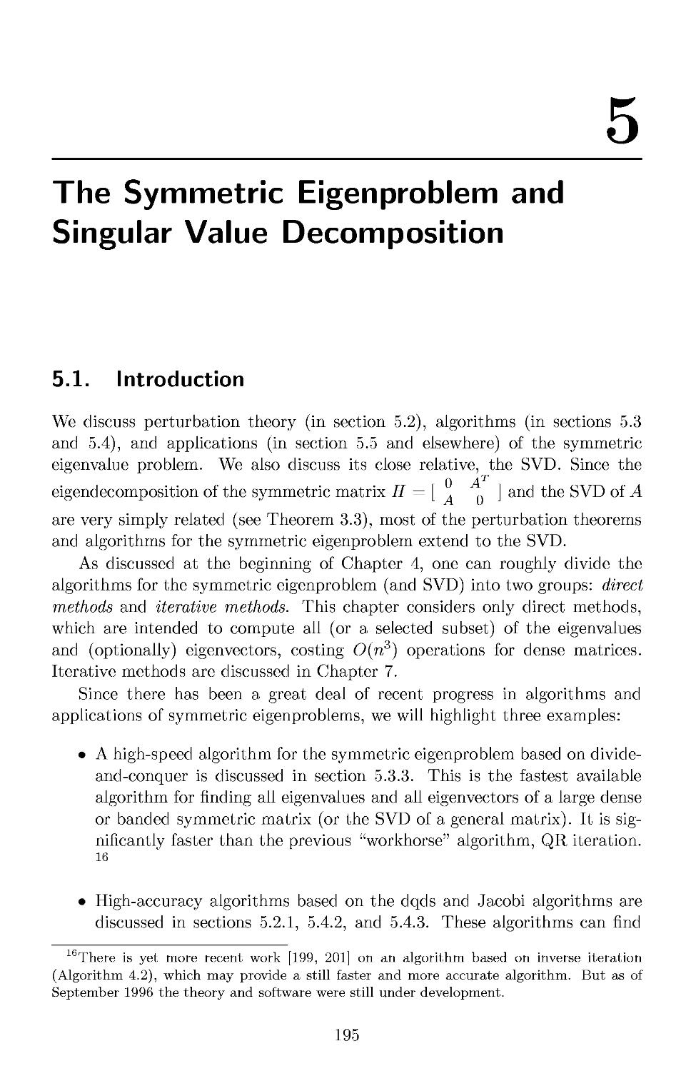 5 The Symmetric Eigenproblem and Singular Value Decomposition