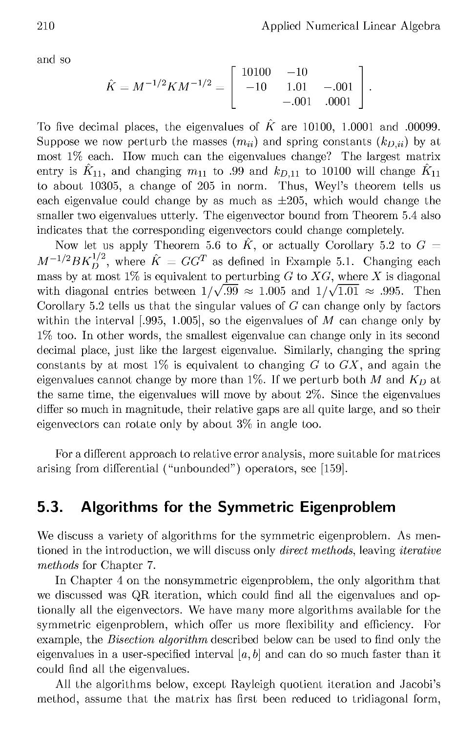 5.3 Algorithms for the Symmetric Eigenproblem