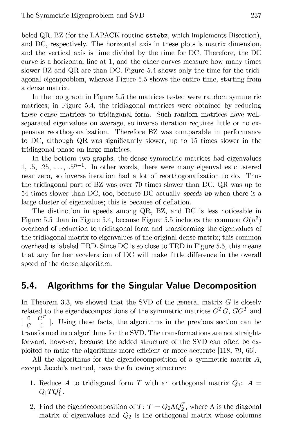 5.4 Algorithms for the Singular Value Decomposition