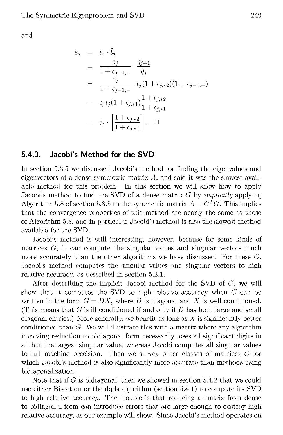 5.4.3 Jacobi's Method for the SVD