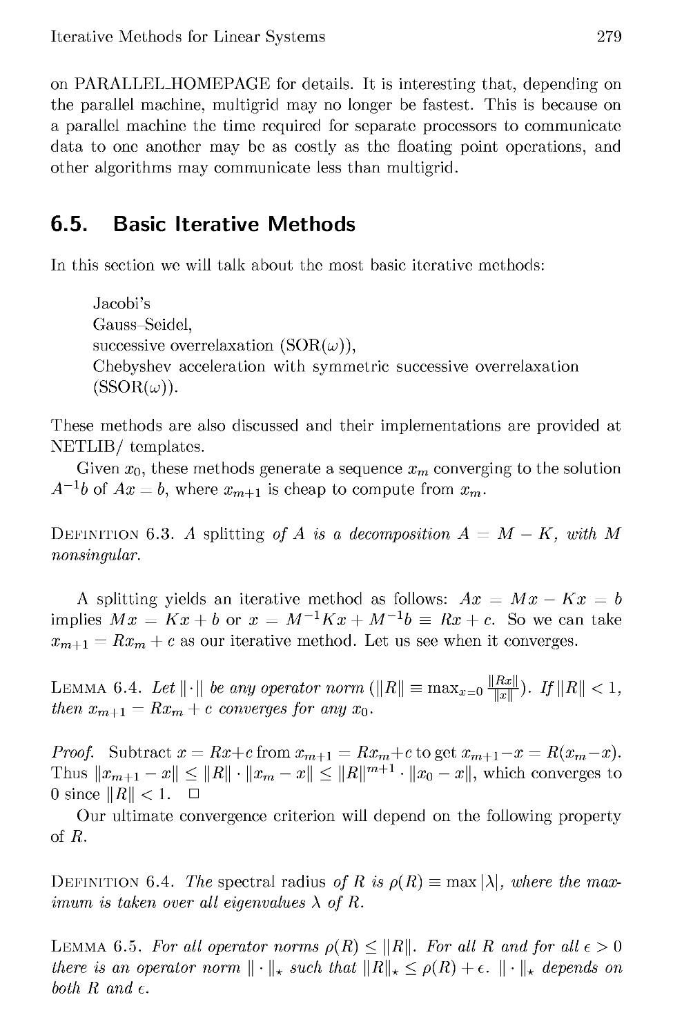 6.5 Basic Iterative Methods